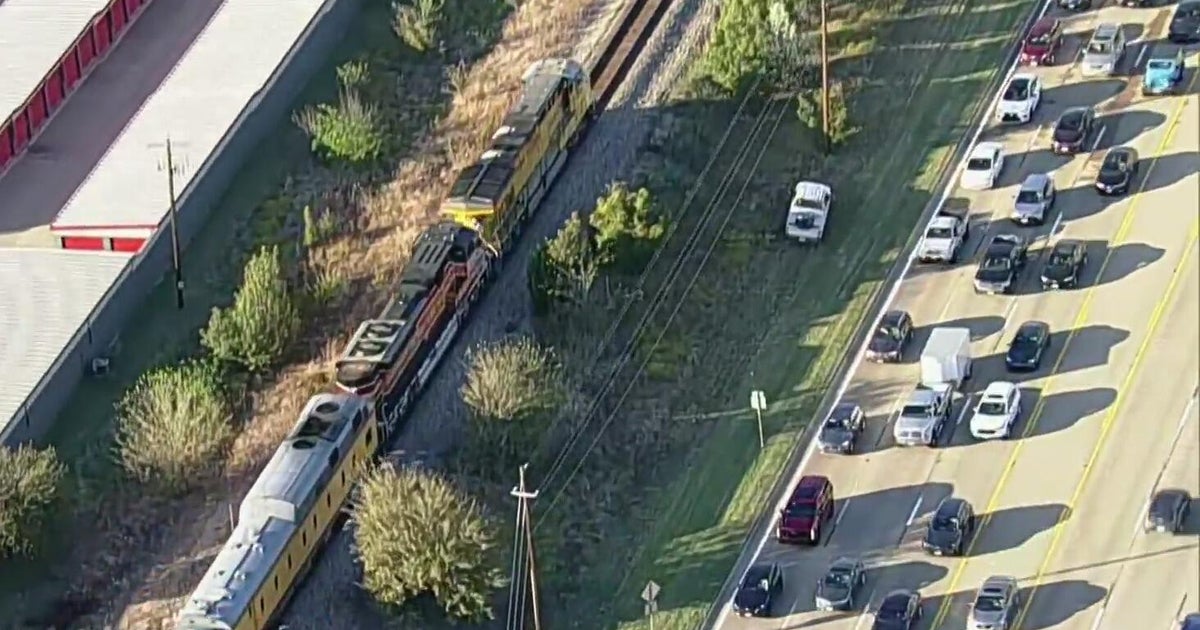 Passenger train engine catches fire in Watauga, blocks crossing - CBS Texas