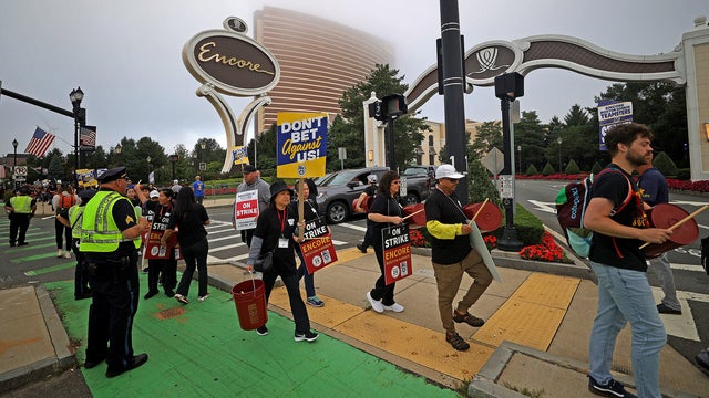 'We're here to win.' Roughly 1,300 workers at Encore Boston Harbor launch strike at casino. 