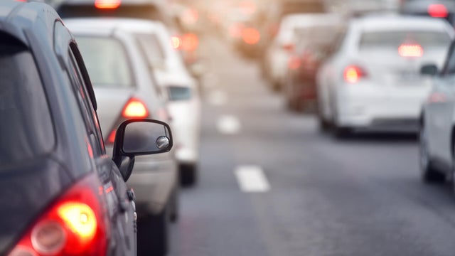 Traffic jam at road.Background blurred 