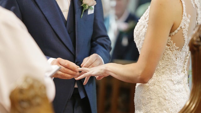 Couple getting married in church 