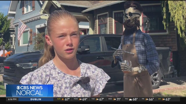 Alameda girl uses AI to create talking skeleton for Halloween display