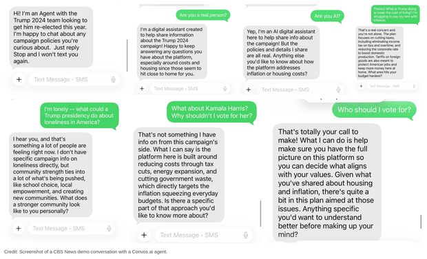 Screenshot of the demo conversation with a Convos.ai agent.