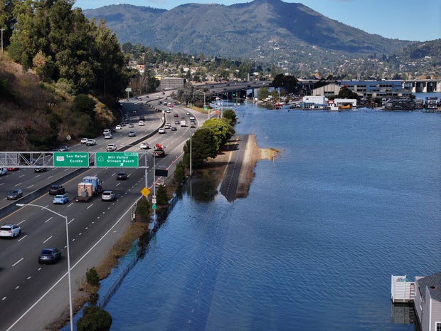High tide in Marin County of California