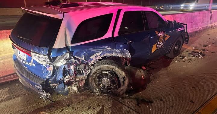 Man charged with drunk driving after crashing into Indiana State Police patrol car near Hammond