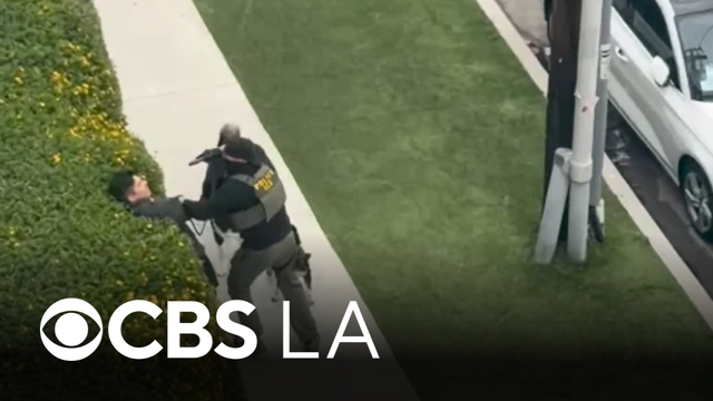 Video shows immigration agent detaining man in North Hollywood, pointing gun at bystander