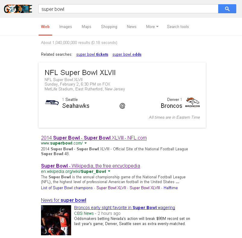 Super Bowl XLVIII Google