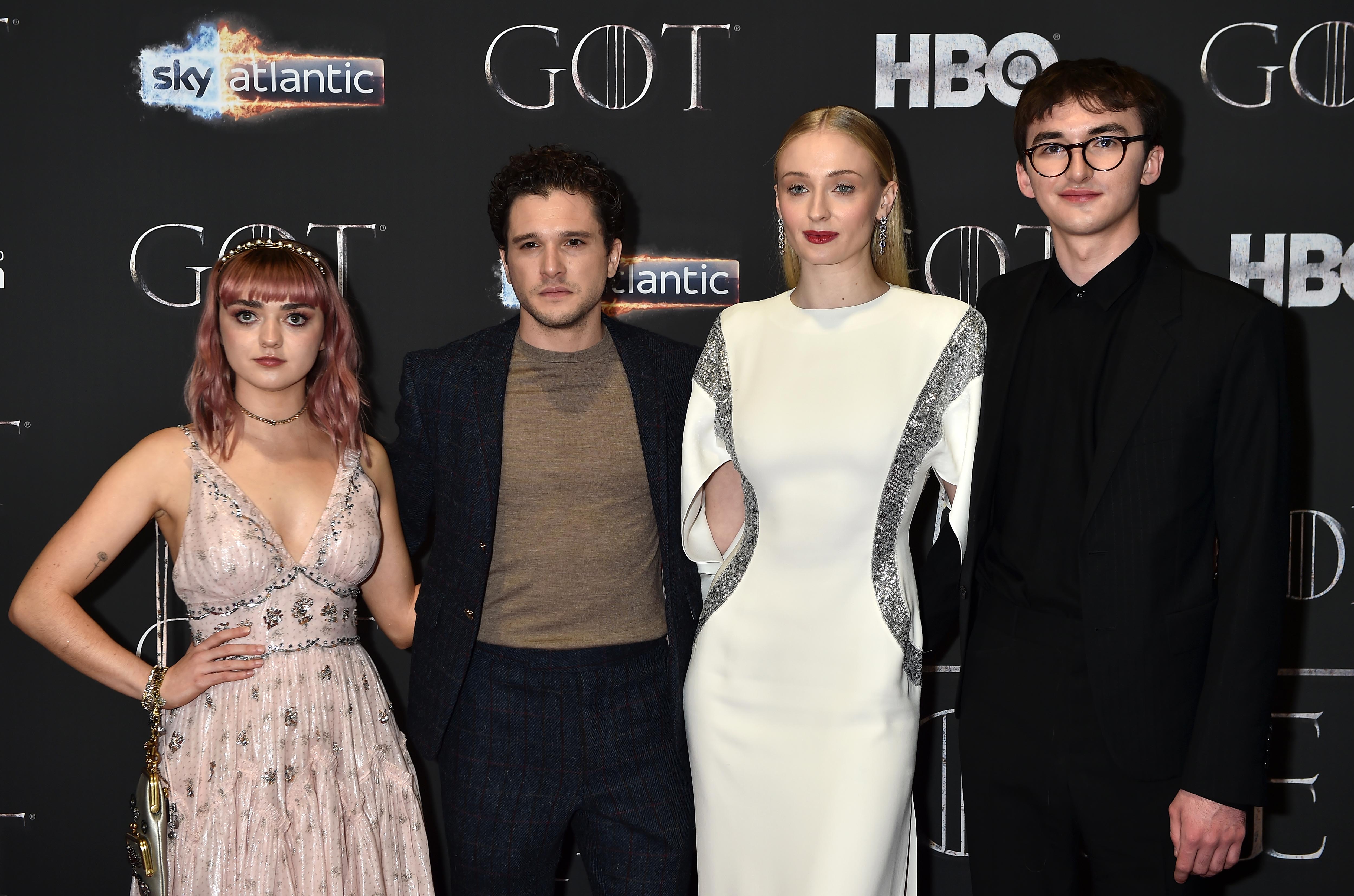 Maisie Williams, <b>Kit</b> <b>Harington</b>, <b>Sophie</b> <b>Turner</b> and Isaac Hempstead Wright at...