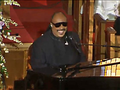 Stevie Wonder sings at the funeral for Whitney Houston