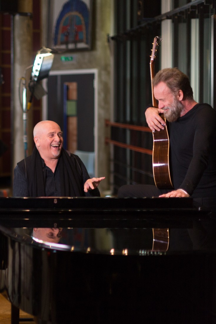 Peter Gabriel & Sting at Real World Studios, January 2016 (credit: York Tillyer)
