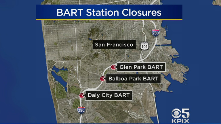 BART Weekend Closures Locator Map