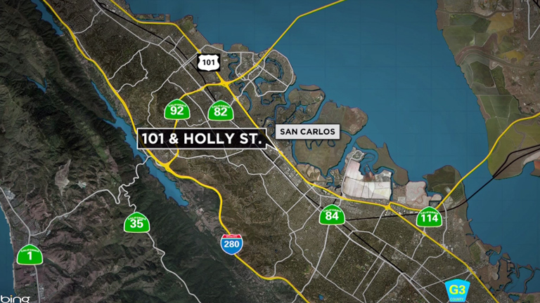 Locator Map Pedestrian Struck on Hwy 101 in San Carlos