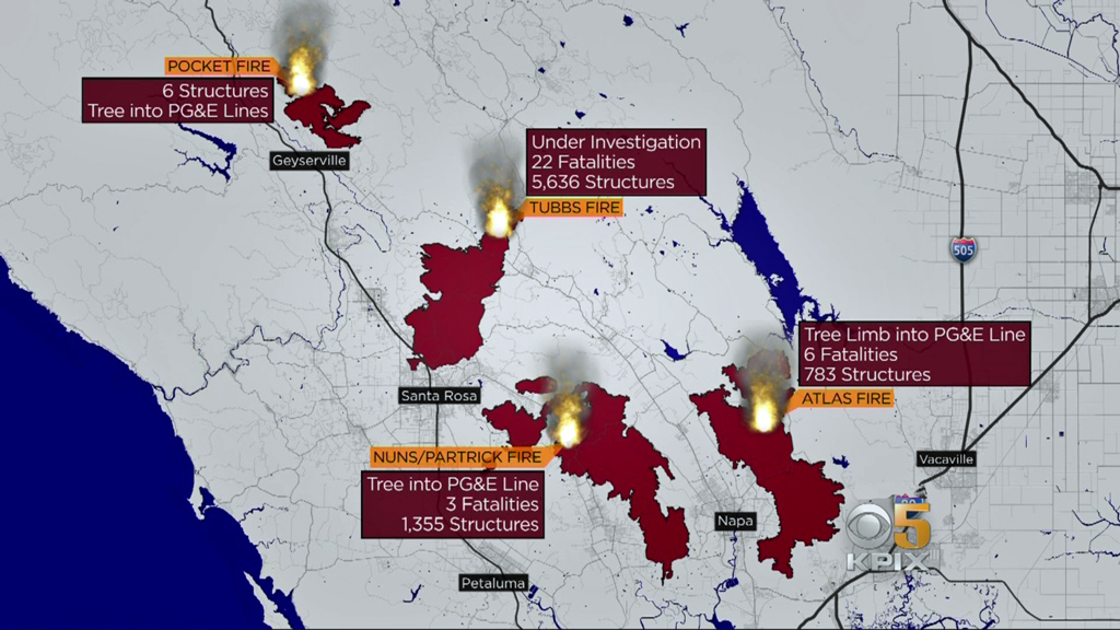 North Bay Wildfires Map