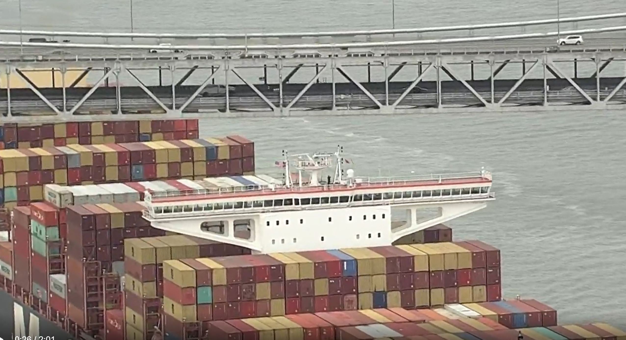 A container ship steams under the Golden Gate Bridge and into the bay on  its way to port in San Francisco, Calif. on Wednesday, Oct. 4, 2006. Maersk  shipping lines announced last