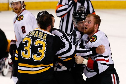 Zdeno Chara and Bryan Bickell (Photo by Jim Rogash/Getty Images) 
