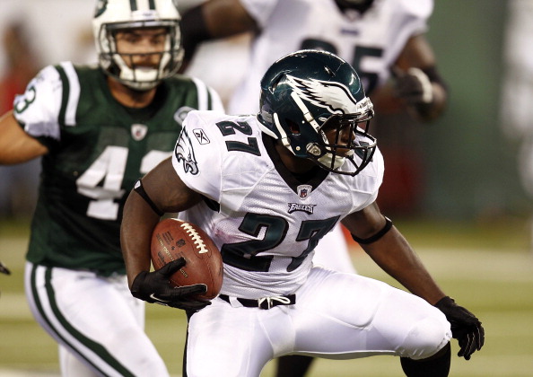 EAST RUTHERFORD, NJ - SEPTEMBER 01:  Brandon Hughes #27 of the Philadelphia Eagles runs the ball during a pre-season game against the New York Jets at MetLife Stadium on September 1, 2011 in East Rutherford, New Jersey.  (Photo by Jeff Zelevansky/Getty Images)