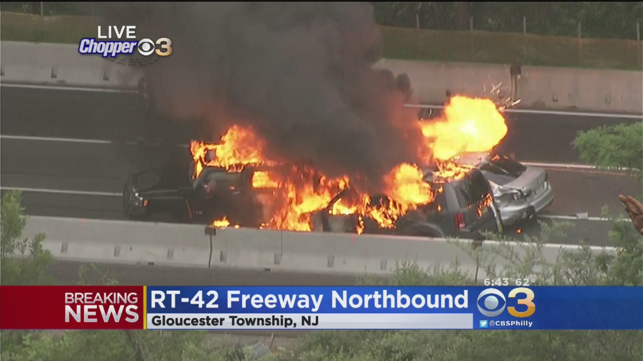 Three-Vehicle Fire Shuts Down Northbound Route 42 In Gloucester Township