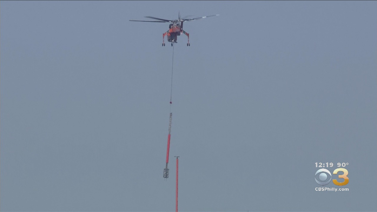Special Helicopter Used To Remove Antenna At CW Philly In Roxborough