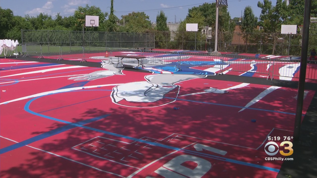 James Allen Shuler Playground sixers inspired basketball-court-turned-into-work-of-art-in-north-philadelphia