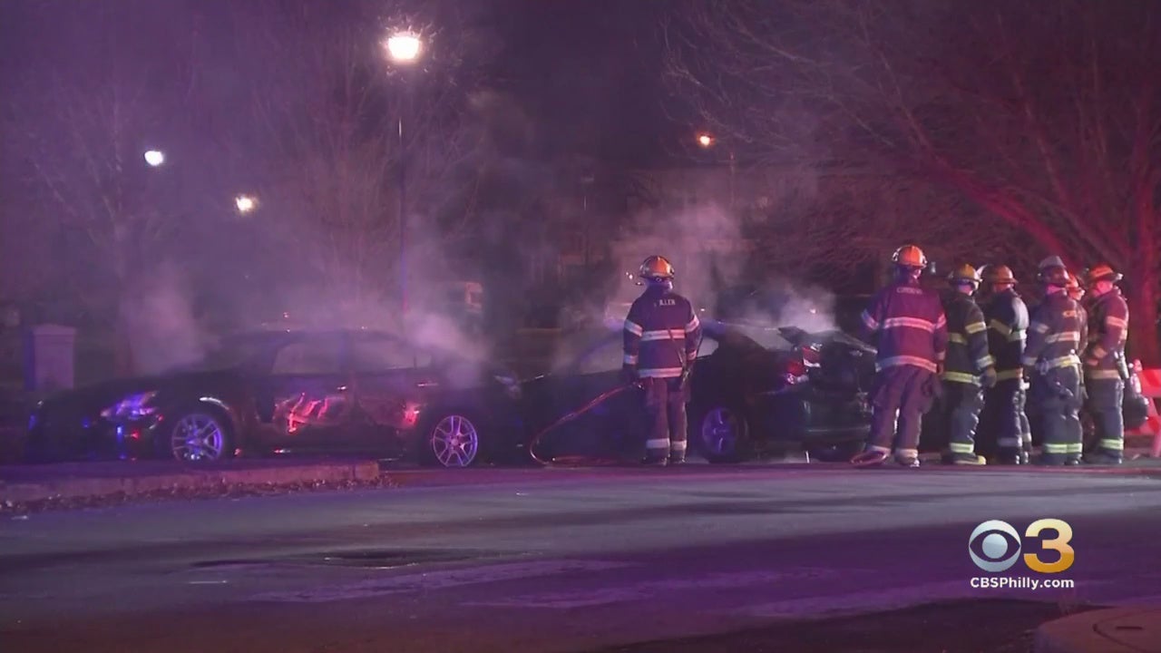 2 Vehicles Go Up In Flames Following Hit-And-Run Crash In Southwest Philadelphia