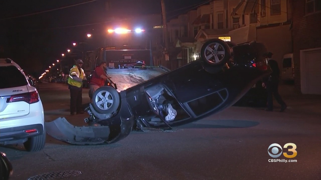 Police Searching For Driver After Car Found Overturned In South Philadelphia