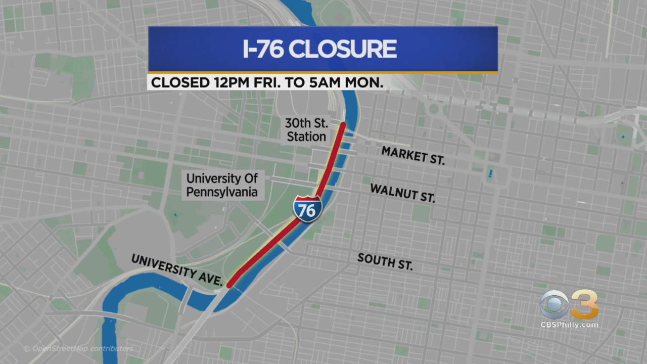 Portion Of I-76 In Center City Closed This Weekend For Viaduct Project