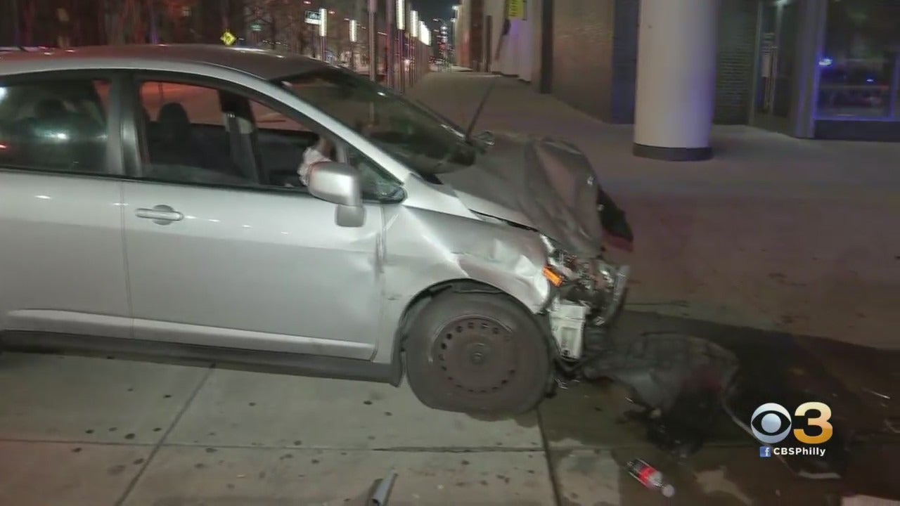 Police: Driver Slams Into Trash Can, Bus Stop In North Philadelphia