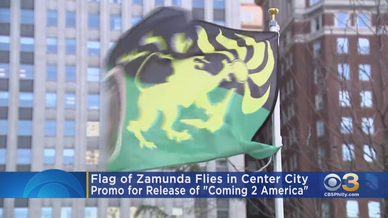 Flag Of Zamunda From 'Coming 2 America' Sequel Flies in Center City