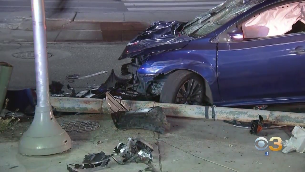 Driver Injured After Crashing Into Pole In West Philadelphia