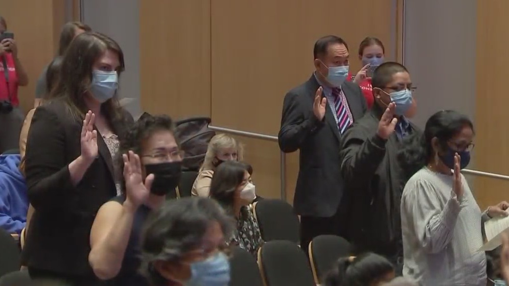 Fifty New U.S. Citizens Naturalized At Philadelphia's National Constitution Center
