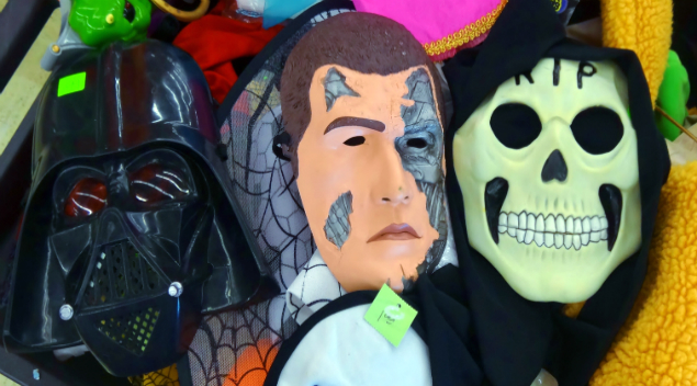 Halloween masks at Thrift Town (Credit, Valerie Heimerich)