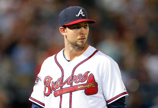 ATLANTA, GA - MAY 19:  Mike Minor #36 of the Atlanta Braves walks to the dugout after being pulled in the seventh inning against the Milwaukee Brewers at Turner Field on May 19, 2014 in Atlanta, Georgia.  