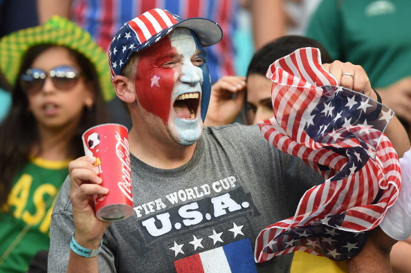 US fans cheer prior to a Round of 16 football match between Belgium and USA  (credit: FRANCISCO LEONG/AFP/Getty Images)