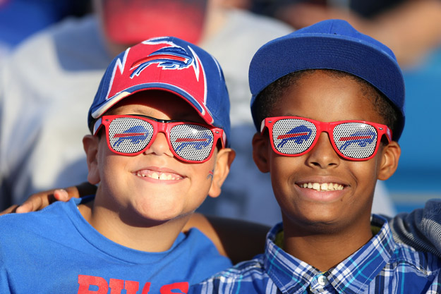 ORCHARD PARK, NY - AUGUST 28:  Buffalo Bills fans sit in the stands before the first half of a preseason game between the Buffalo Bills and the Detroit Lions at Ralph Wilson Stadium on August 28, 2014 in Orchard Park, New York.  