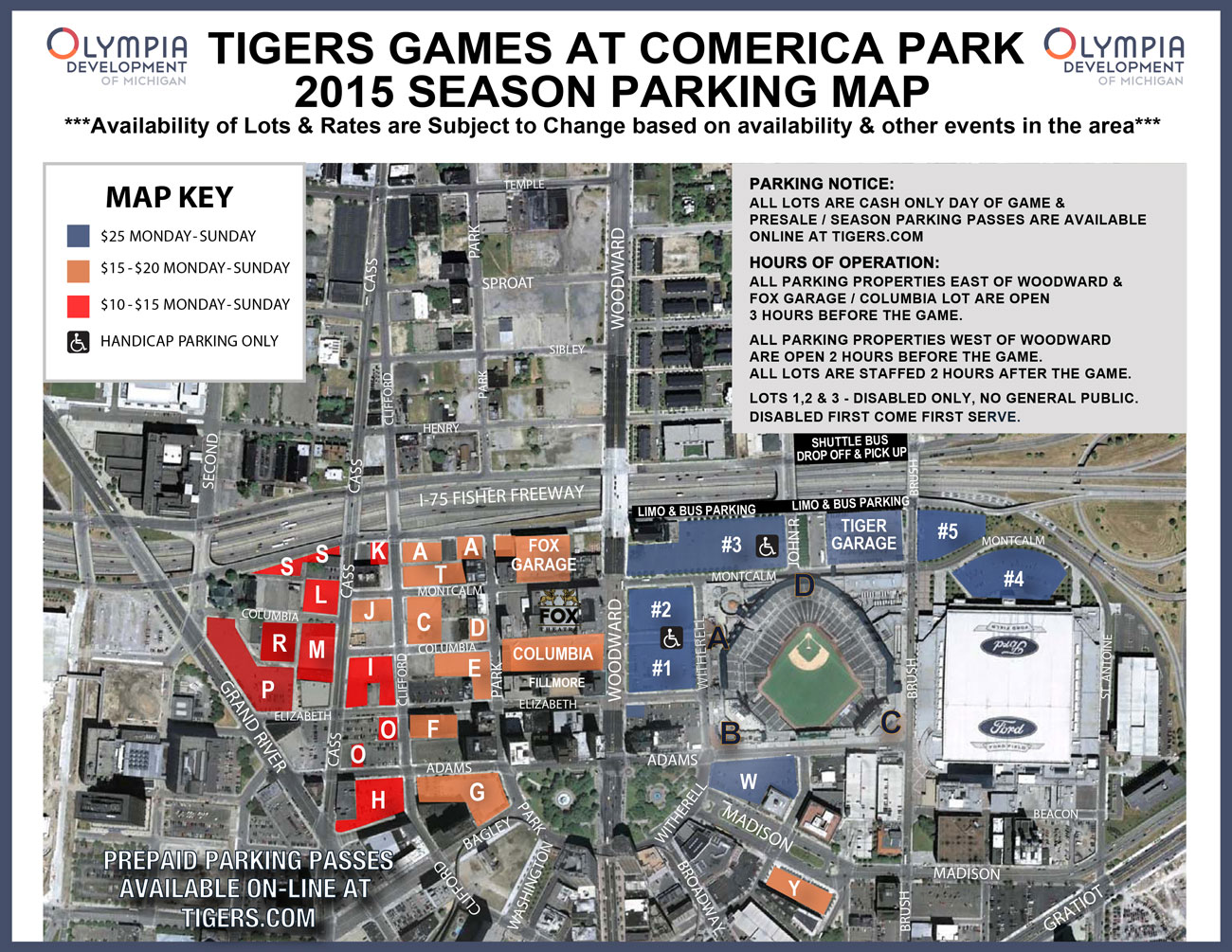 Tigers parking map