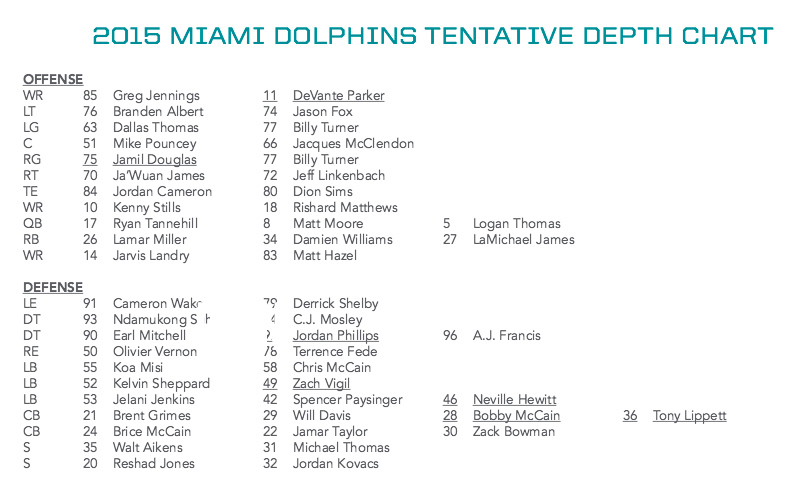 miami dolphins depth chart