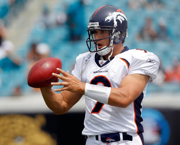 Quarterback Brady Quinn never got to start a game for the Broncos, playing behind both Kyle Orton and Tim Tebow in 2010 and 2011. (Photo by Sam Greenwood/Getty Images)