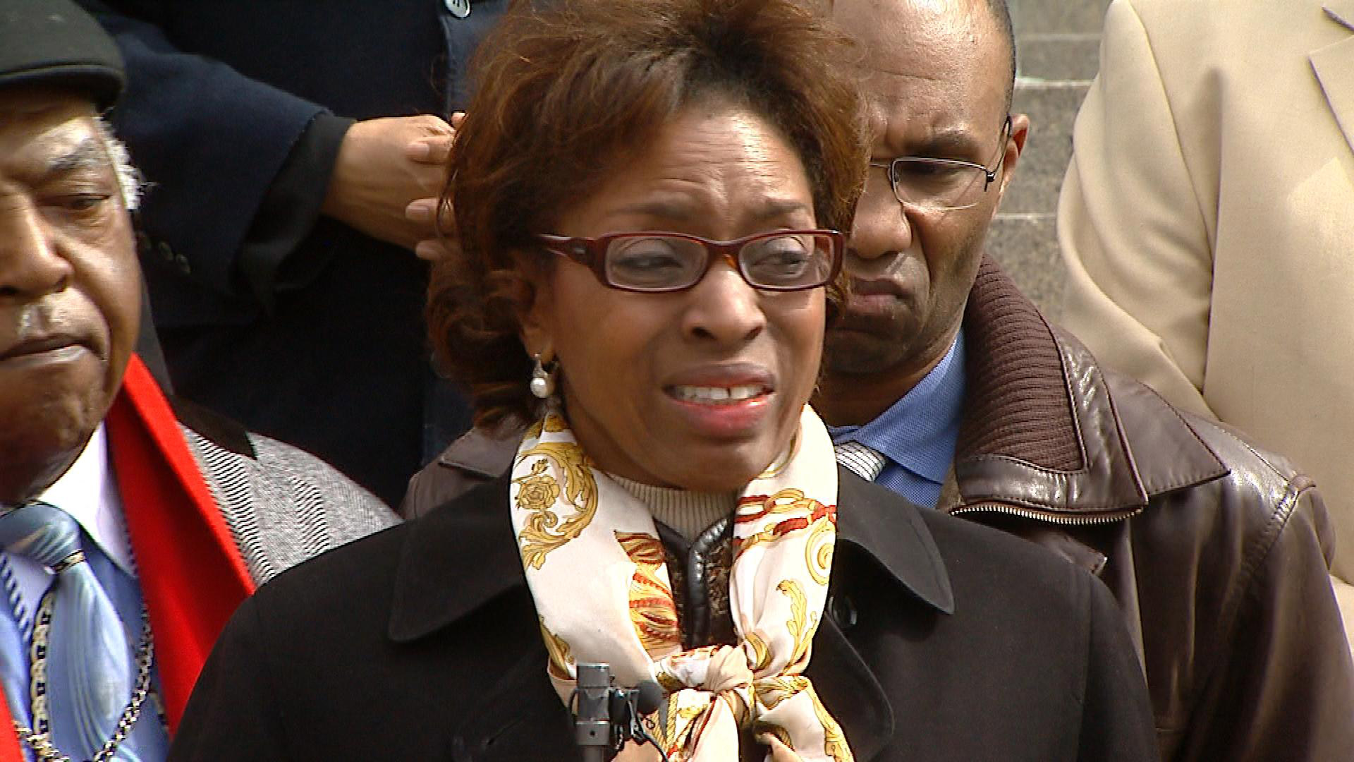 Rep. Rhonda Fields gets emotional on March 1 (credit: CBS)