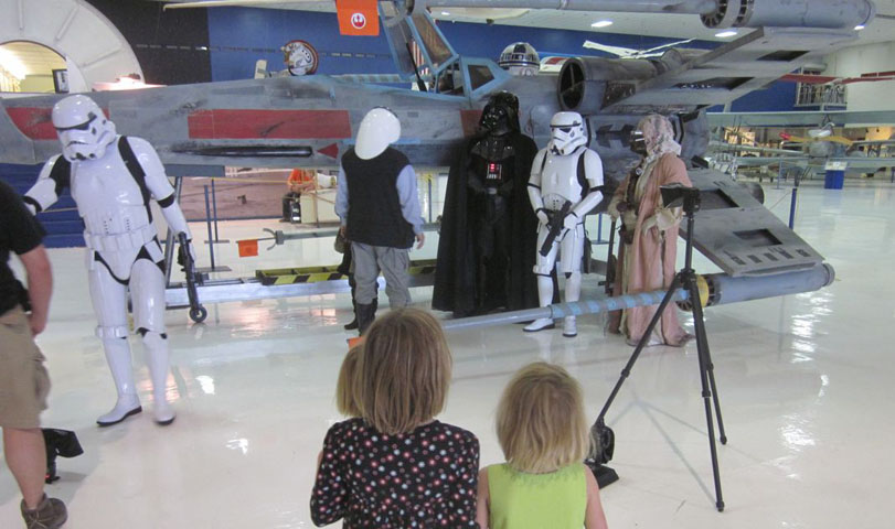 People dressed up in Star Wars at the Wings Over The Rockies Museum (credit: CBS)