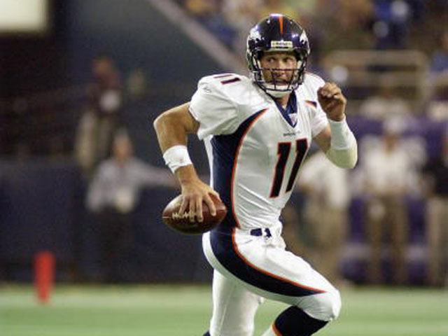 Quarterback Steve Beuerlein played for the Broncos in 2002 and 2003. (Photo by Craig Lassig/Getty Images)