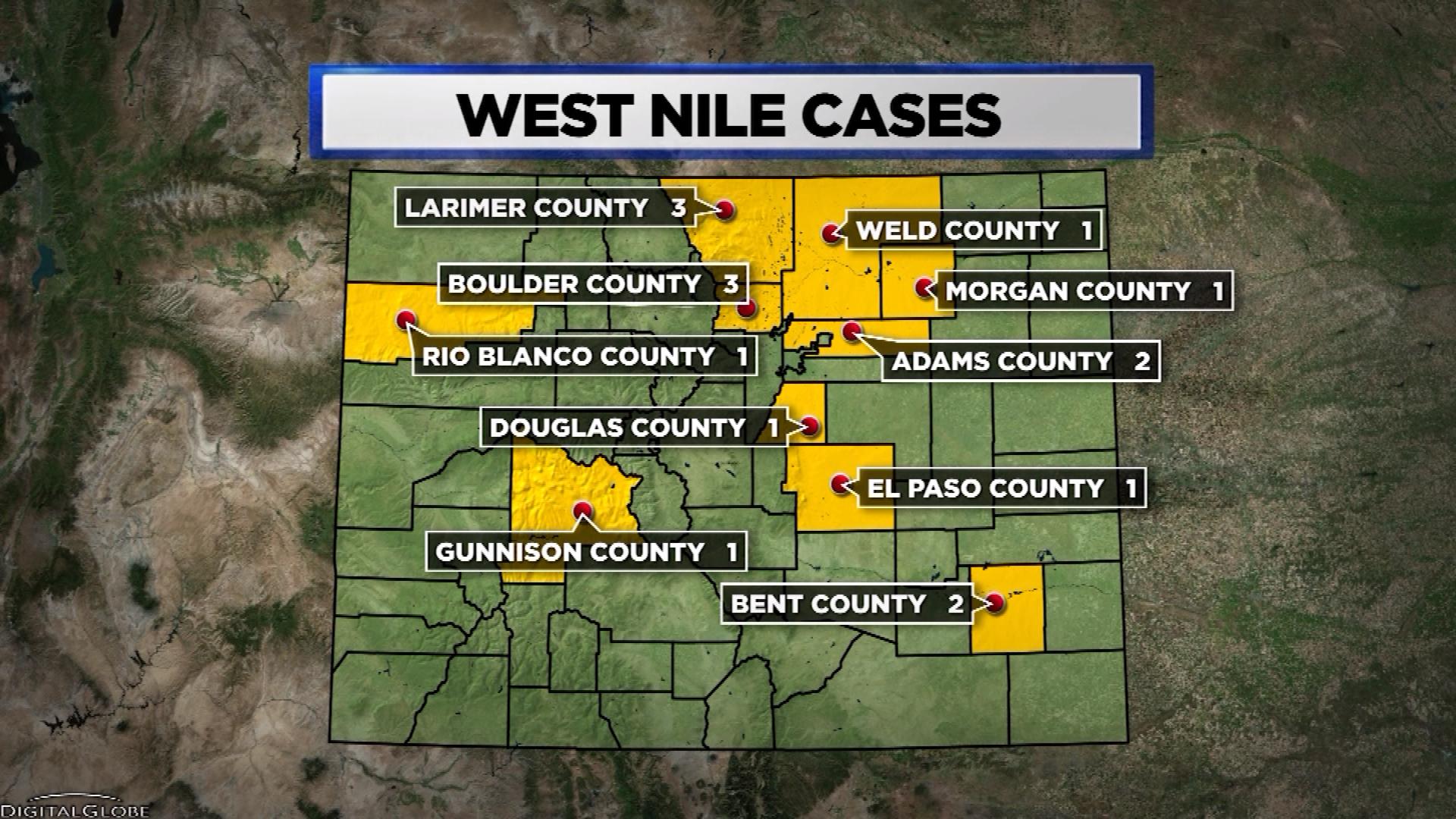 WEST NILE CASES map