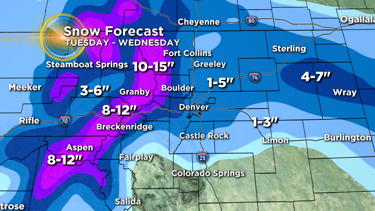 Snow Forecast - Totals By Wednesday