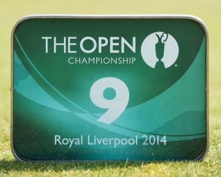 A detailed view of the tee marker on the ninth hole during the second round of The 143rd Open Championship at Royal Liverpool on July 18, 2014 in Hoylake, England.  (credit: Stuart Franklin/Getty Images)