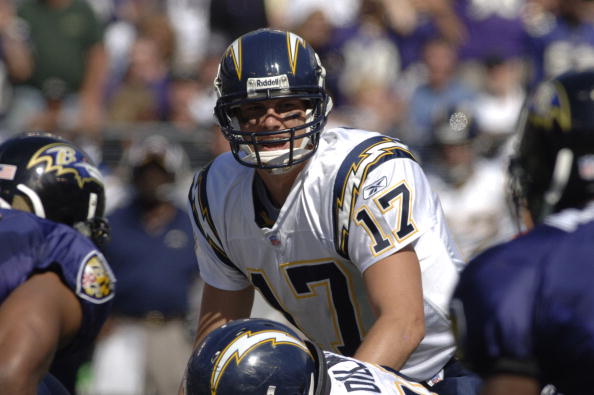 San Diego Chargers quarterback Philip Rivers against the Baltimore Ravens on October 1, 2006 in Baltimore, Maryland.  The Ravens won 16 - 13.  (Photo by Al Messerschmidt/Getty Images)