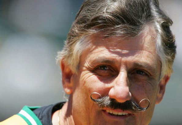 Rollie Fingers' mustache, then and now