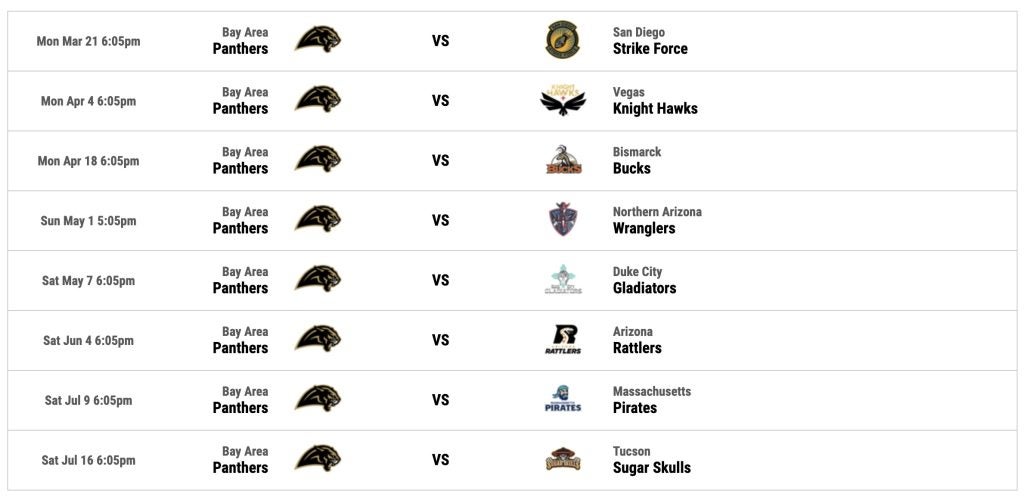 panthers home schedule